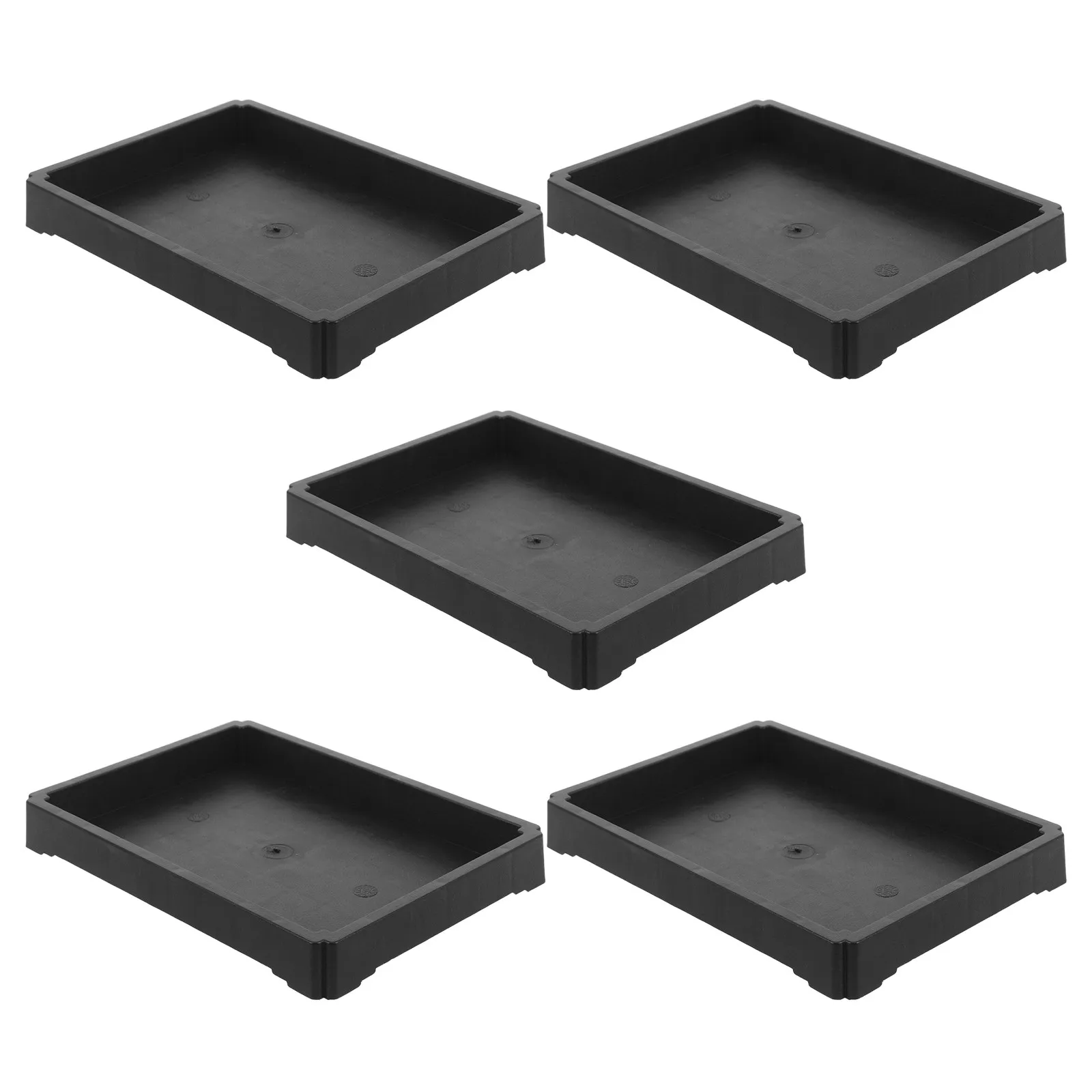 5Pcs Plant Pot Saucer Tray Rectangular Resin Thick Bonsai Drainage Plate Indoor Outdoor Flower Pot Drip Tray 7.39x5.23in