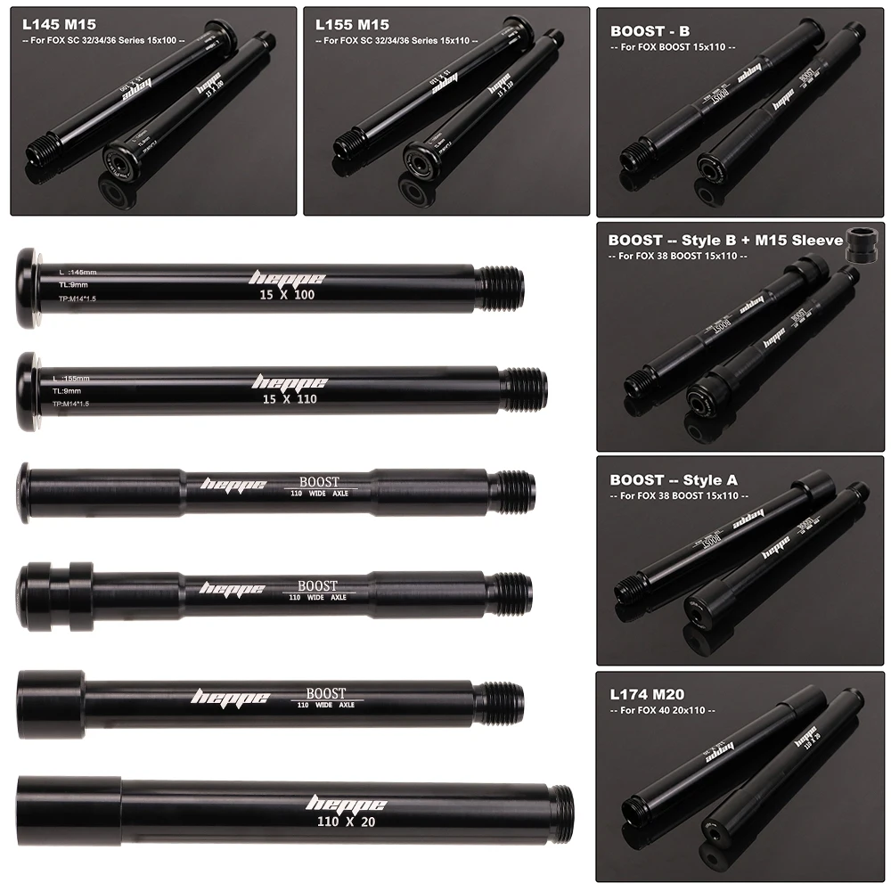 HEPPE Bike 15x100/110 20x110 Thru Axle MTB Front Fork Shaft Skewer Bike Front Wheel Hub Axle for FOX 32/34/36/38/40 Front Fork view 2