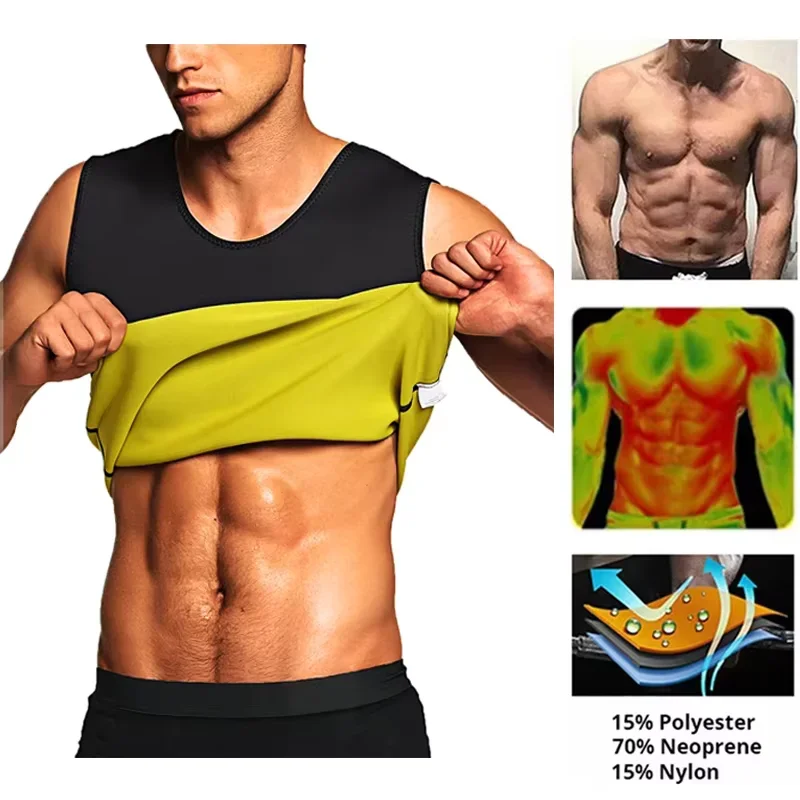 

Men Training T-shirts Sauna Effect Sports Vest Exercise Tops Fitness Clothes Slimming Weight Loss Sportswear Workout Activewear
