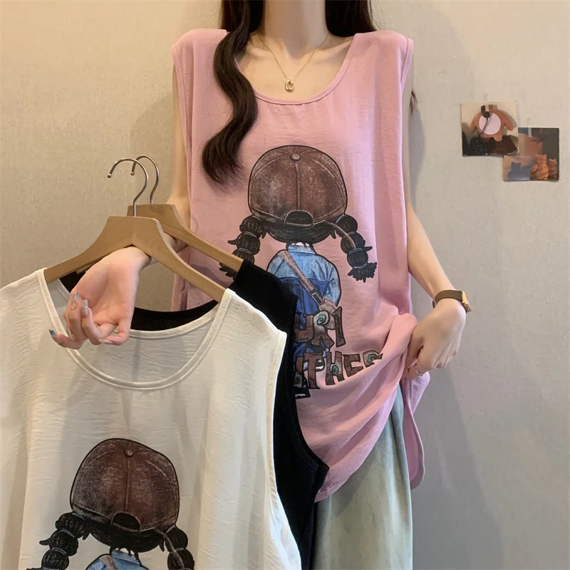 

Summer New plus Size Women Korean Style Sweet Printed Loose Chic Women