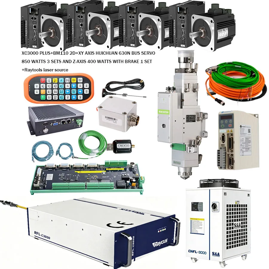 Raytools XC3000 Plus laser cutting system BM110 laser cutting head 3.3KW 1500W/2000W/3000W laser source Huichuan servo 750W 400W