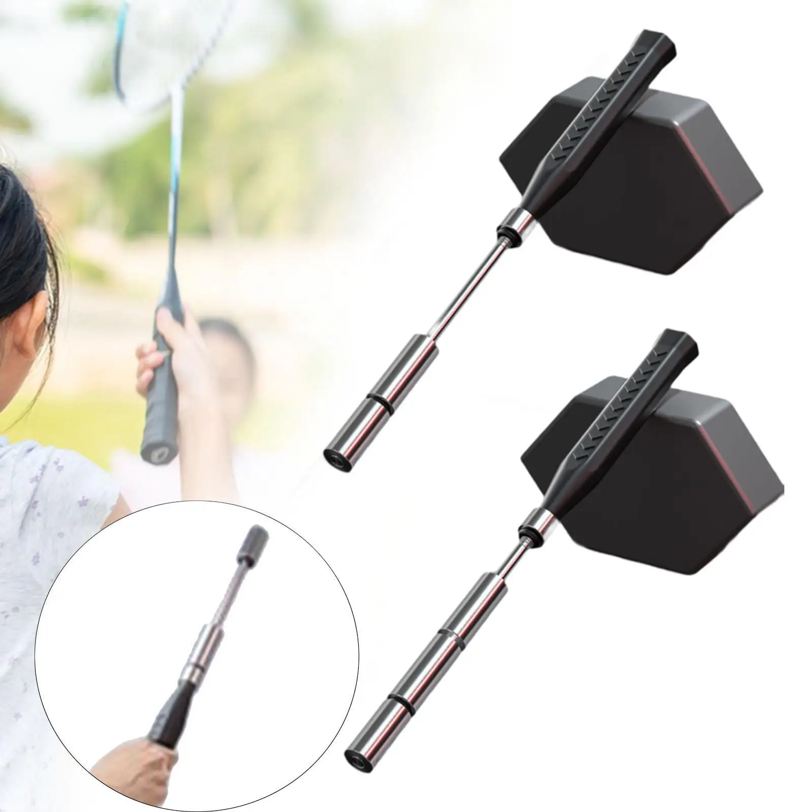 Badminton Racket Swing Trainer Practicing Guide for Strength Flexibility and Tempo Stainless Steel Badminton Power Trainer