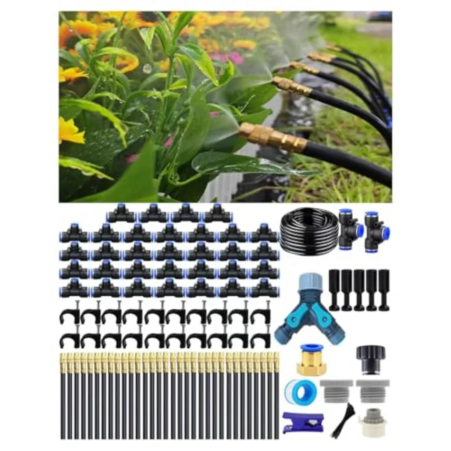

Система капельного орошения, автоматическая система полива для сада, комплект с регулируемыми на 360° распылителями, простая установка без инструментов, мелкодисперсное распыление