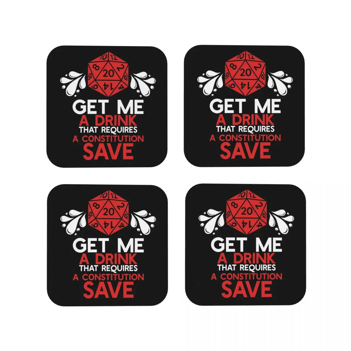 DND Pen And Paper Gift Id Coasters Kitchen Placemats Non-slip Insulation Cup Coffee Mats For Decor Home Tableware Pads Set of 4