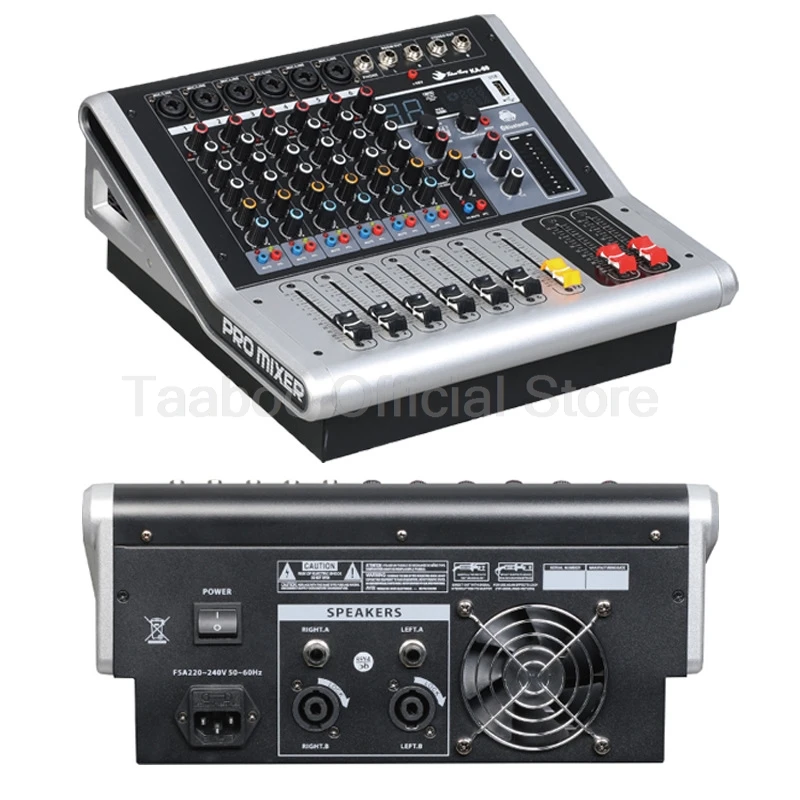 8/12 Channels Amplifier Audio Mixer 250W Sound Mixing Console Bluetooth USB 4Ω Integrated Professional Dj Sound Equalizer