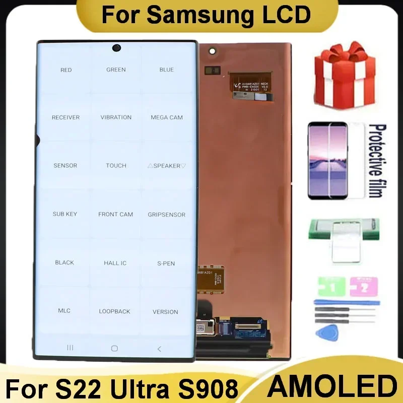 

6.8"AMOLED For Samsung Galaxy S22 Ultra 5G LCD SM-S908B SM-S908B/DS S908U S908 Display Touch Screen Dynamic Digitizer Assembly