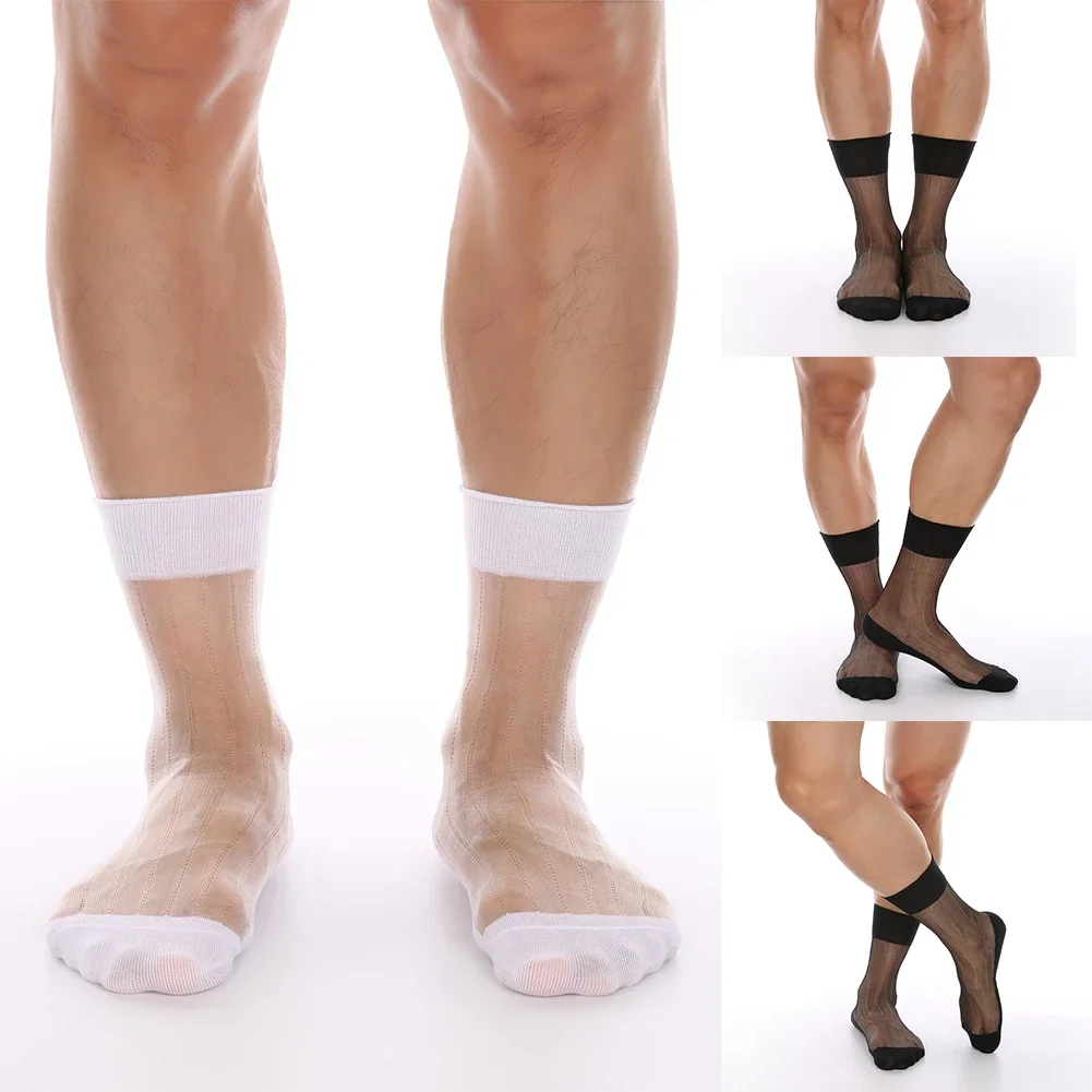 جوارب حريرية رجالية فاخرة شفافة وشفافة تعزز الراحة والتهوية مثالية للعمل والملابس المسائية