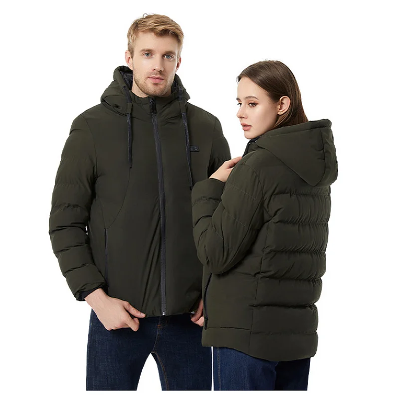 Manteau Thermique à Capuche pour Homme et Femme, Température Constante Intelligente, Chauffage USB, Épais, Solide, Rembourré en Coton, Document, Hiver