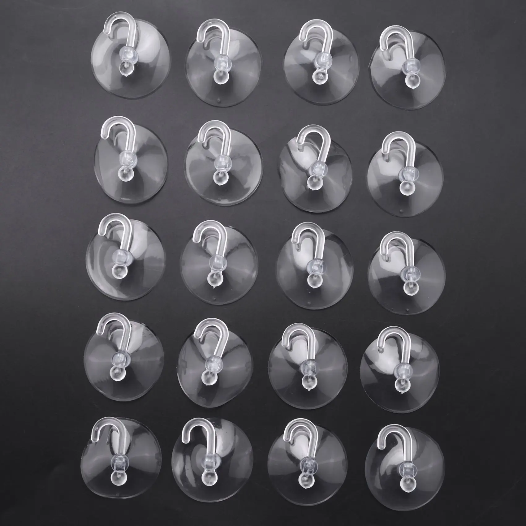 20 X Suction Cups Clear Plastic Cups with Metal Hooks Window Decoration Cabinet Sucker Perfect for Hanging Christmas Decorations