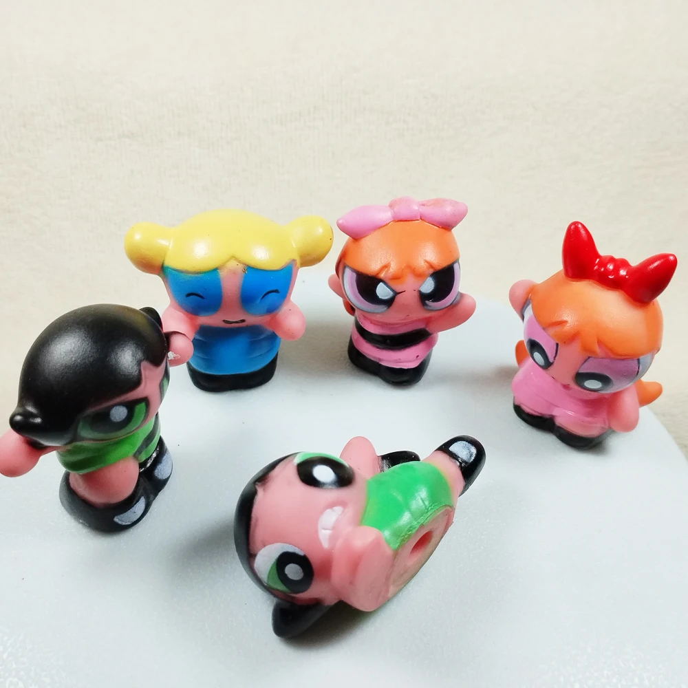 5X Children Hollow Toys Power puff Girls Blossom Bubbles Buttercup Doll Ornament Character toys