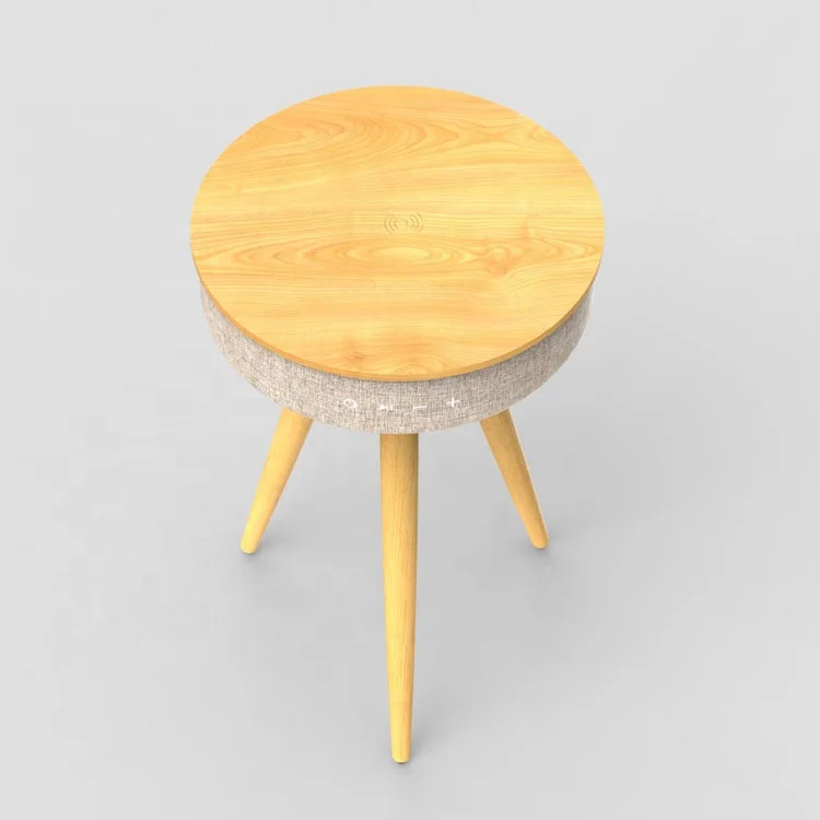 سماعات بلوتوث محمولة للطاولة الخشبية TWS QI شاحن لاسلكي منافذ USB مزدوجة مكبر صوت لطاولة القهوة مع بطارية مدمجة 6600 مللي أمبير في الساعة #2