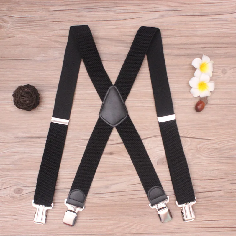 Suspensórios para adultos pesados com grampos fortes, correias elásticas ajustáveis para trabalho, desgaste externo e formal, suspensórios presentes, 4cm de largura