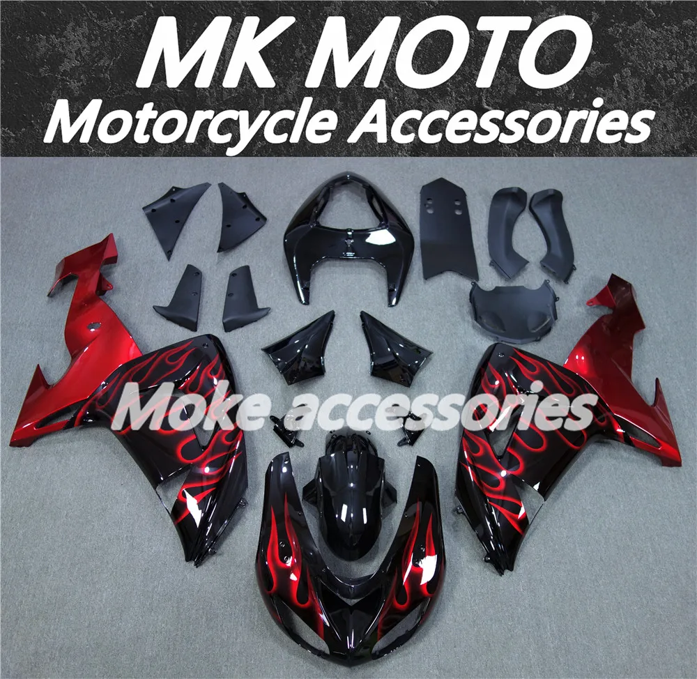 

Moke moto Motorcycle Fairings Kit Fit For zx-10r 2006-2007 Bodywork Set Ninja High Quality ABS Injection Red Black Flame New