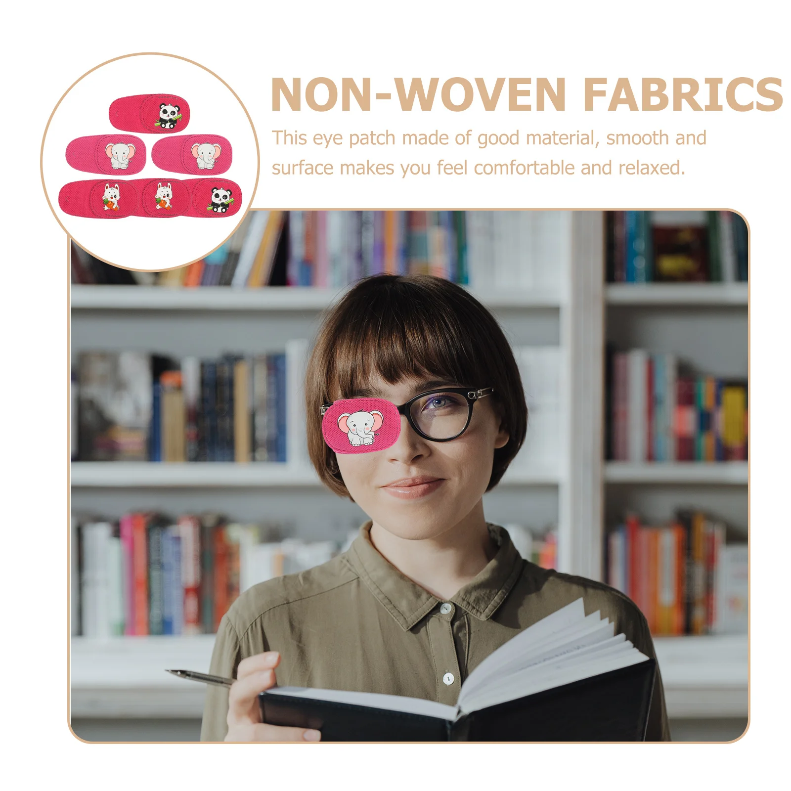 

6pcs Eye Patch Training Glasses For Amblyopia Correction Reusable Non-Woven Cloth Comfortable Breathable Eyepatch For