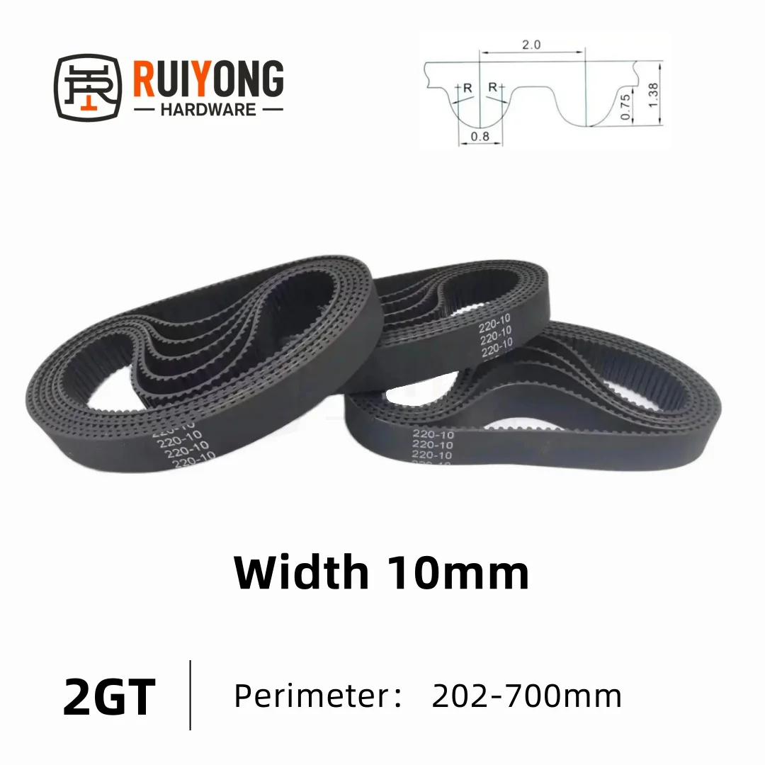 

GT2 2GT Timing Belt Pitch 2mm Width 10mm Closed Rubber Drive Belts Perimeter 202-700mm 3D printed parts