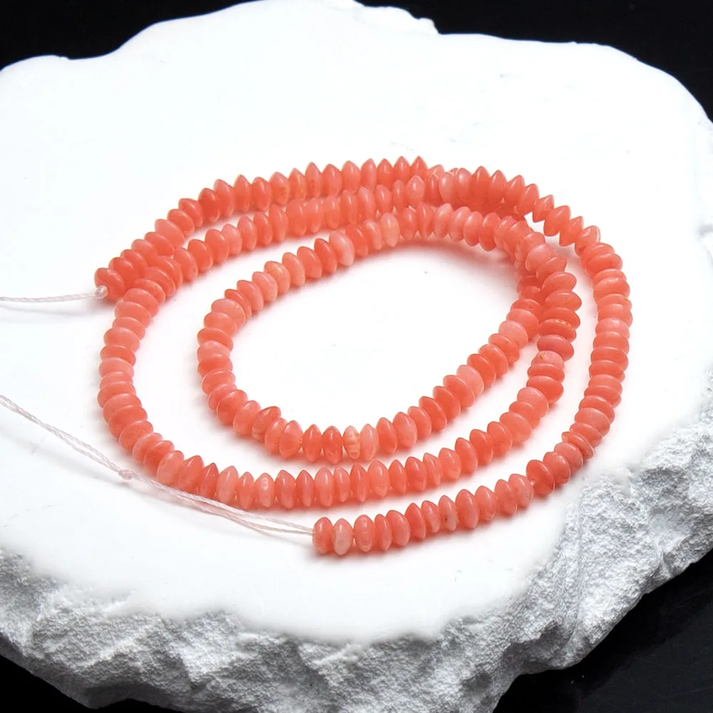 

High Quality Oblate Natural Coral Loose Beads 2x4.2mm Isolation Beads Pink Charm Jewelry Making DIY Bracelet Necklace Earrings