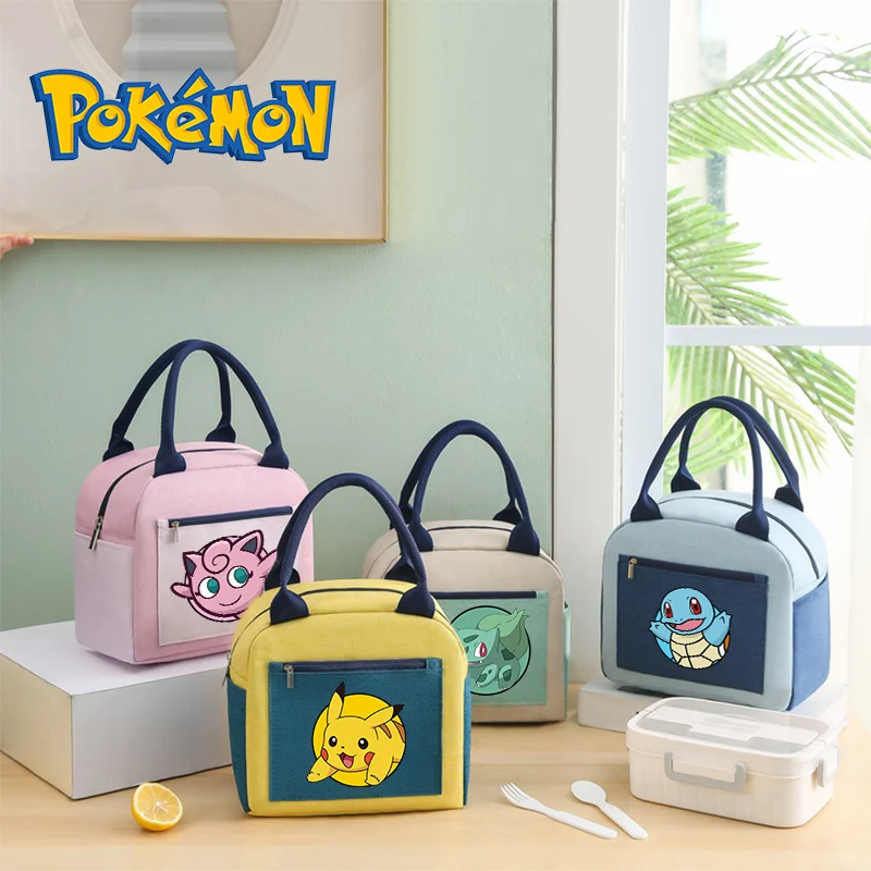 Pokemon Pikachu Lunch Bag Aluminum Insulation Waterproof Food Office Box Large Capacity Heat Preservation Picnic Character Print