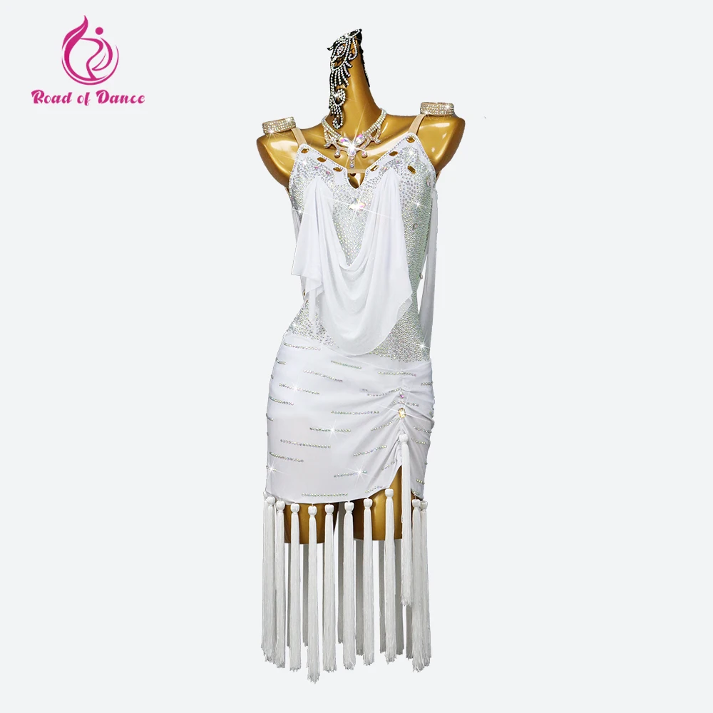 Vestido de dança latina das mulheres roupas de prática dancewear saia feminina meninas festas traje americano palco baile noite franjas terno