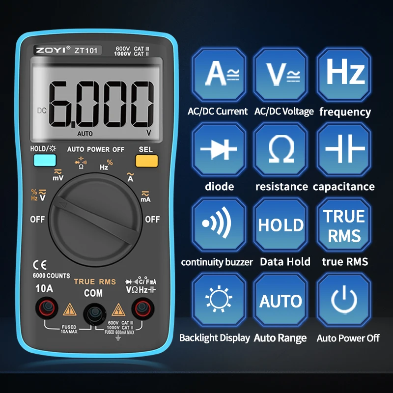 

Zoyi manufactures ZT100 and ZT101 digital high-precision automatic range multimeters, instruments, and hardware tools.