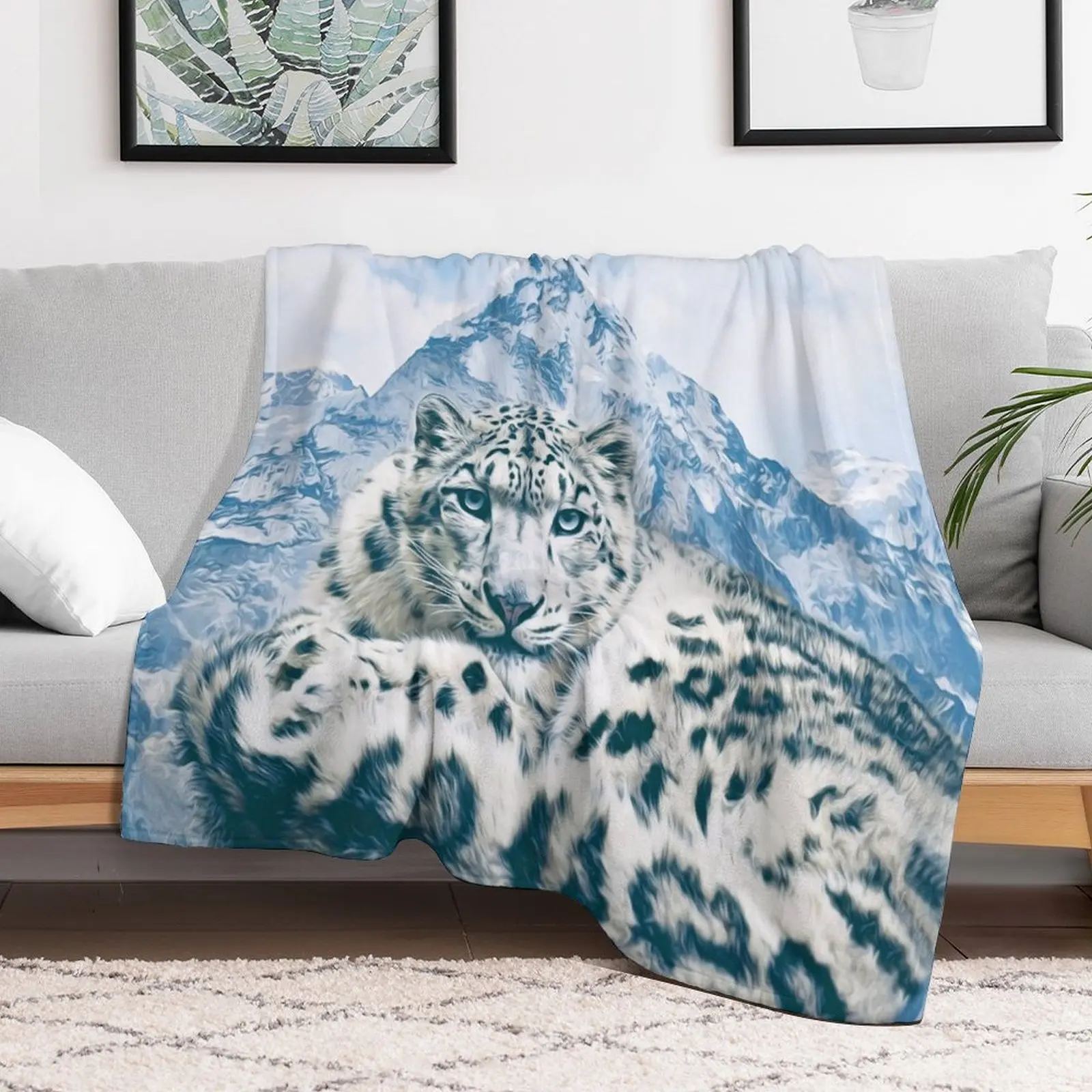 

Snow Leopard Over the Mountains Throw Blanket halloween Bed Blankets