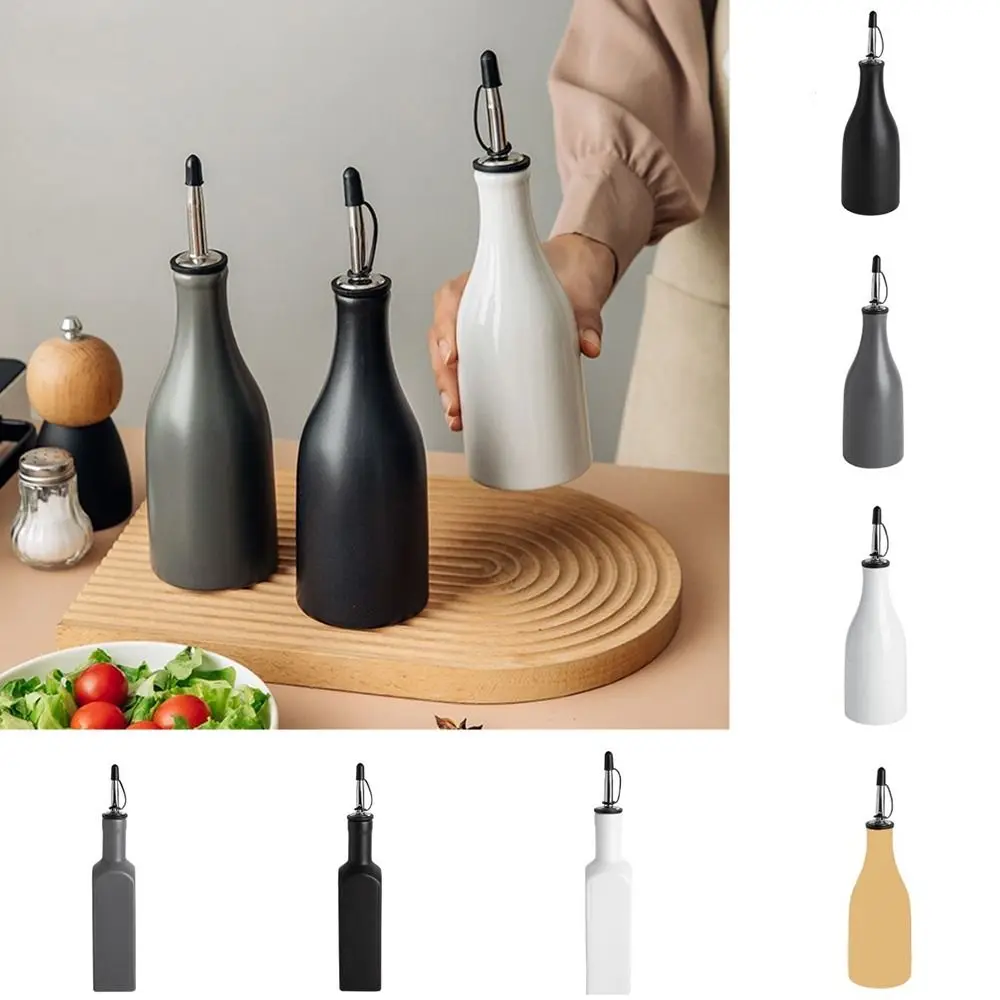 Large Capacity Ceramic Olive Oil Dispenser Bottle Reduce Oxidation Modern Design Vinegar Container Pour Spout Funnel