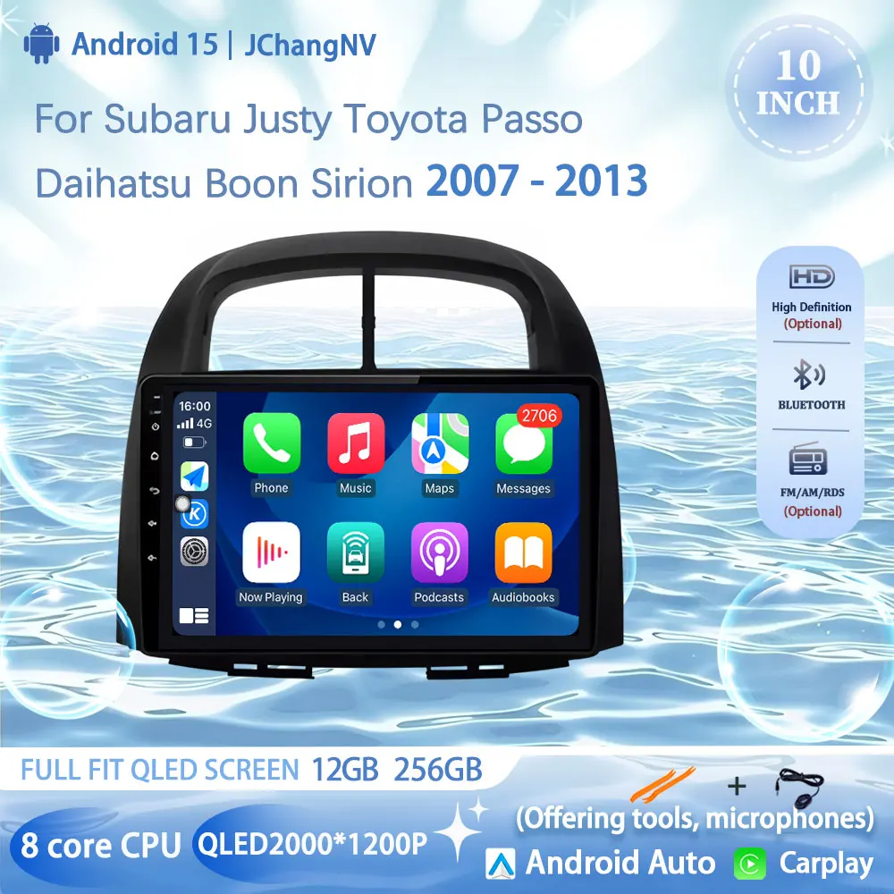 

Беспроводное автомобильное радио CarPlay Android Auto, мультимедиа, GPS, видео тоже для Subaru Justy Toyota Passo Daihatsu Boon Sirion 2007-2013