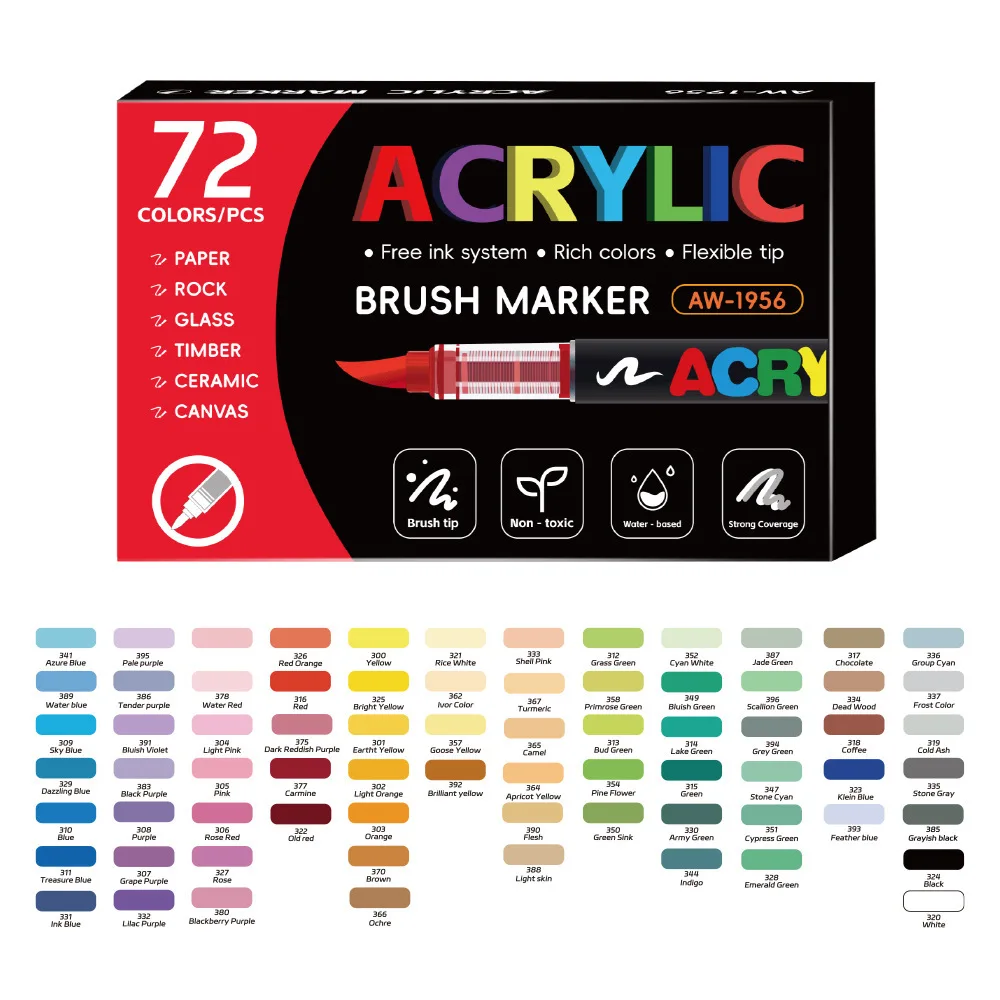 12-168 kleuren directe vloeibare markeerstift set, DIY hand getrokken, graffiti verf kunst acrylverf pennen, perfect voor kunstenaar/student