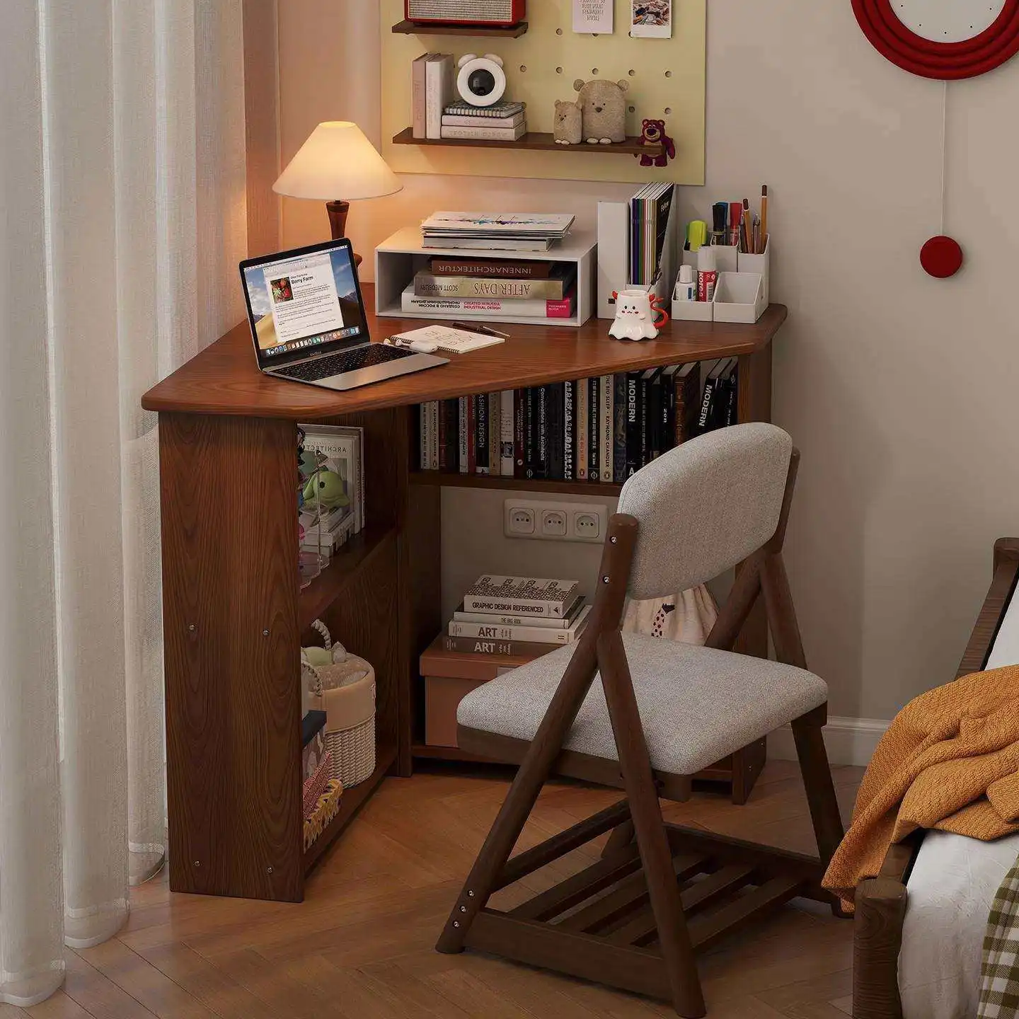 #Solid Wood Corner Desk for the Bedroom Space-Saving Student Computer Desk for the Wall Corner