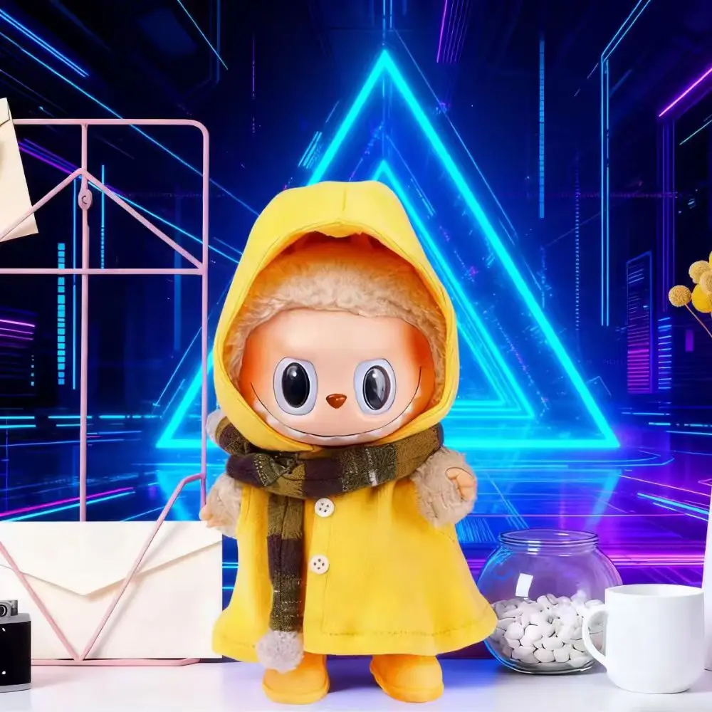 Conjunto de fantasia de feiticeiro para roupas labubu de 17cm, caixa cega universal sentada em pé, acessórios de boneca de pelúcia, roupas de grife labubu