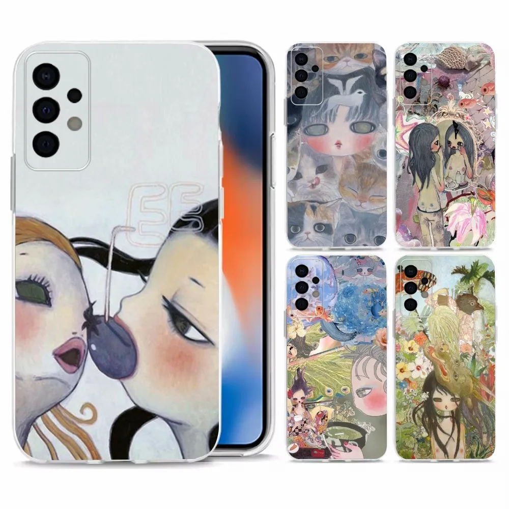 

Aya Takano Art Phone Case For Samsung Galaxy A71,70,52,40,51,31,A50,21S,30S,Note20ultra Transparent Cover