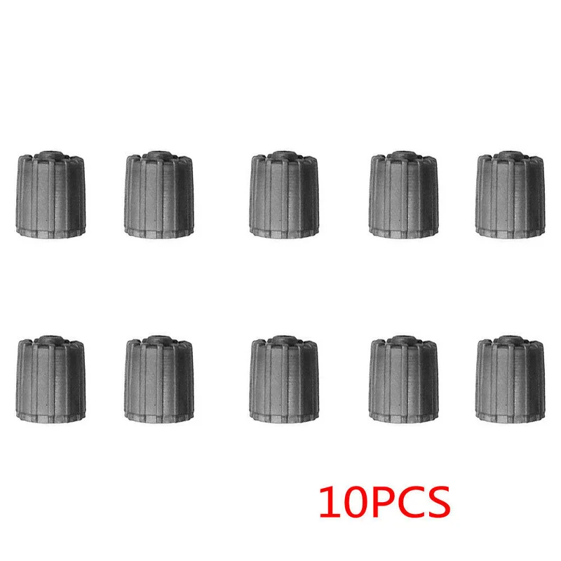 Gray Car Tire Valve Stem Caps 10Pcs Nylon With Gasket TPMS Safe Tyre Cap Wheel Tuning Exterior Accessory