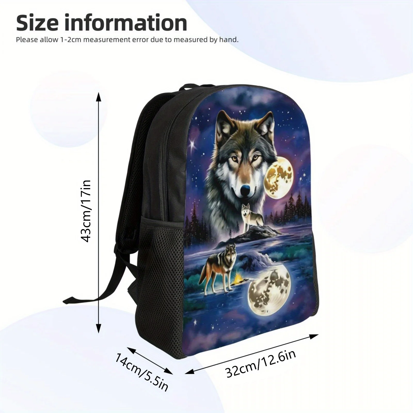 Mochila informal con estampado de Fantasy Wolf World, bolso de hombro ligero Unisex para estudiantes