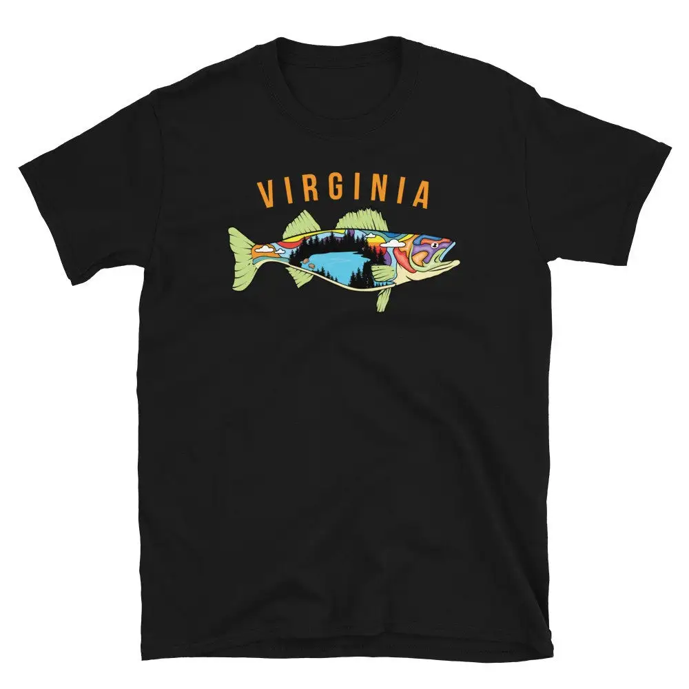 Virginia State Pride T Shirt Walleye Fishermen Colorful