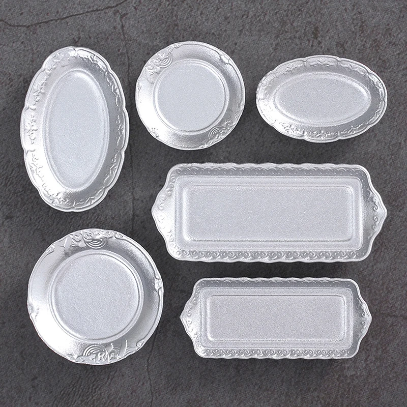 Assiette elliptique Miniature à Dessert pour maison de poupée, Mini Simulation de plat de cuisine, jouets, accessoires de décoration pour maison de poupée, 10 pièces
