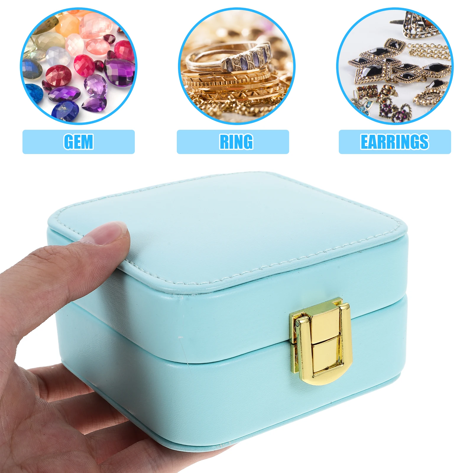 

Earrings Portable Jewelry Box Travel Small Case with Mirror Flannel Storage Jewellery