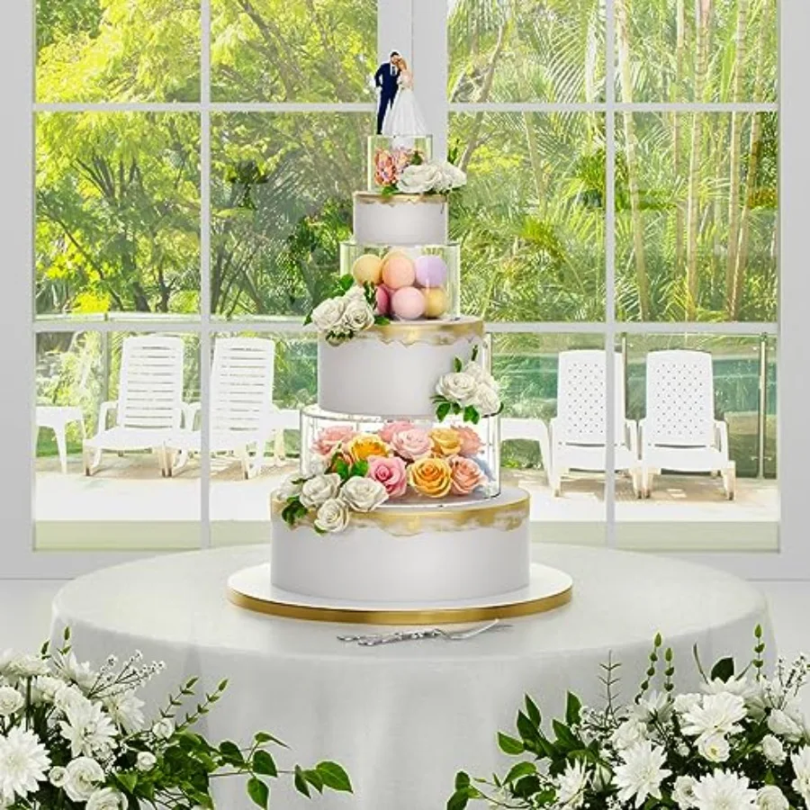 

Набор из 3 прозрачных акриловых подставок для торта, наполняемая коробка-подставка для торта, круглая коробка для демонстрации торта с крышкой, декоративная коробка для украшения стола