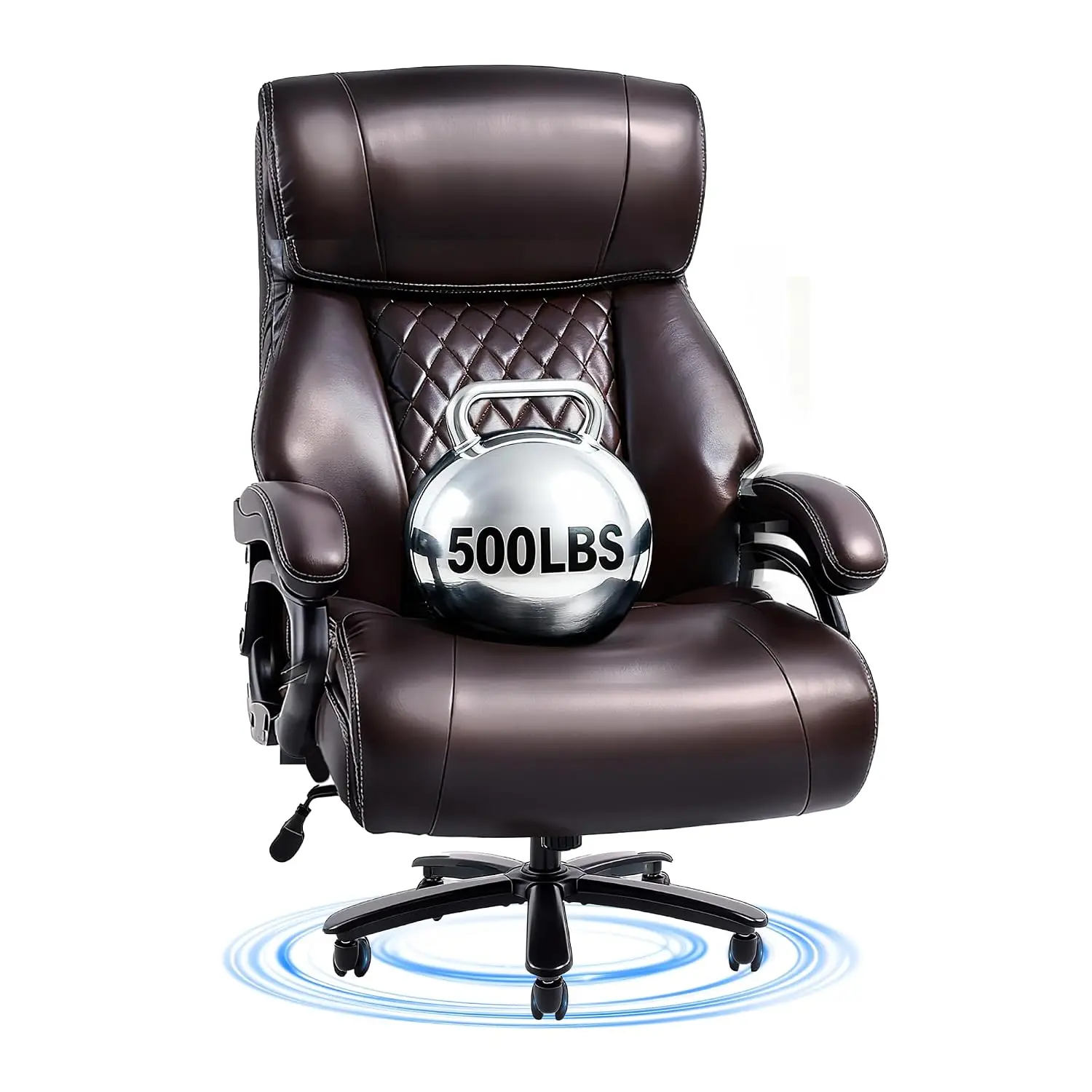 Heavy Duty Office Chair Big & Tall, High Back Computer Chair Armrest Lumbar, PU Leather Desk Chair Work Game, Brown, Customized