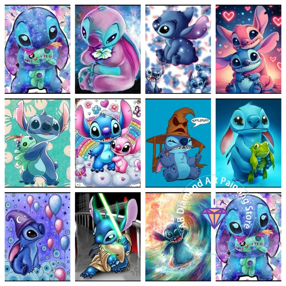 

Fun Surfing Lilo Stitch Cartoon AB Diamond Drawing Kit Square Round Diamond 5D DIY Mosaic Handmade Art Adult Gift Home Decor