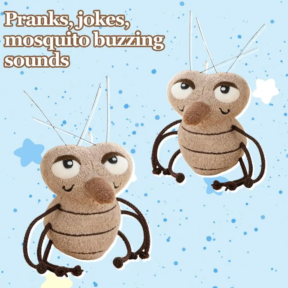 Press & Sound Mosquito Knuffel Met Realistisch Zoemend Prank Grappig Grappig Cadeau Ornament Hangende Rugzak Uniek P3V6