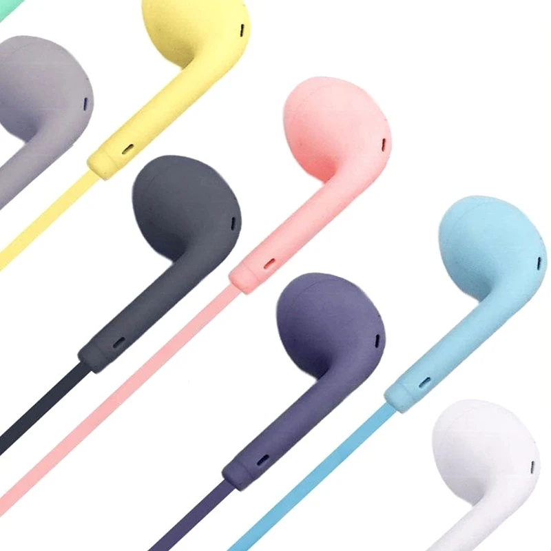 Universal 3.5mm Stereo In-Ear Frosting Headphones Sport Music Earbud Wired Headset Earphones With Mic For Xiaomi Huawei Samsung