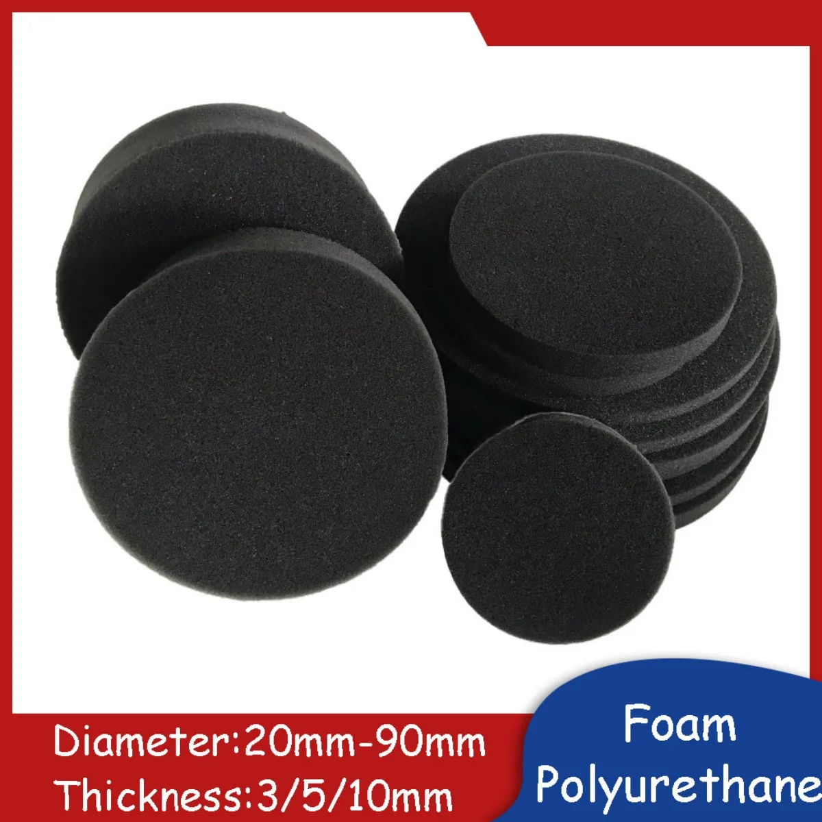 

Black Sponge Disc Polyurethane Foam Round Sheet Shock-absorbing Mat Plate Shock Absorber Pad 20mm-90mm Diameter