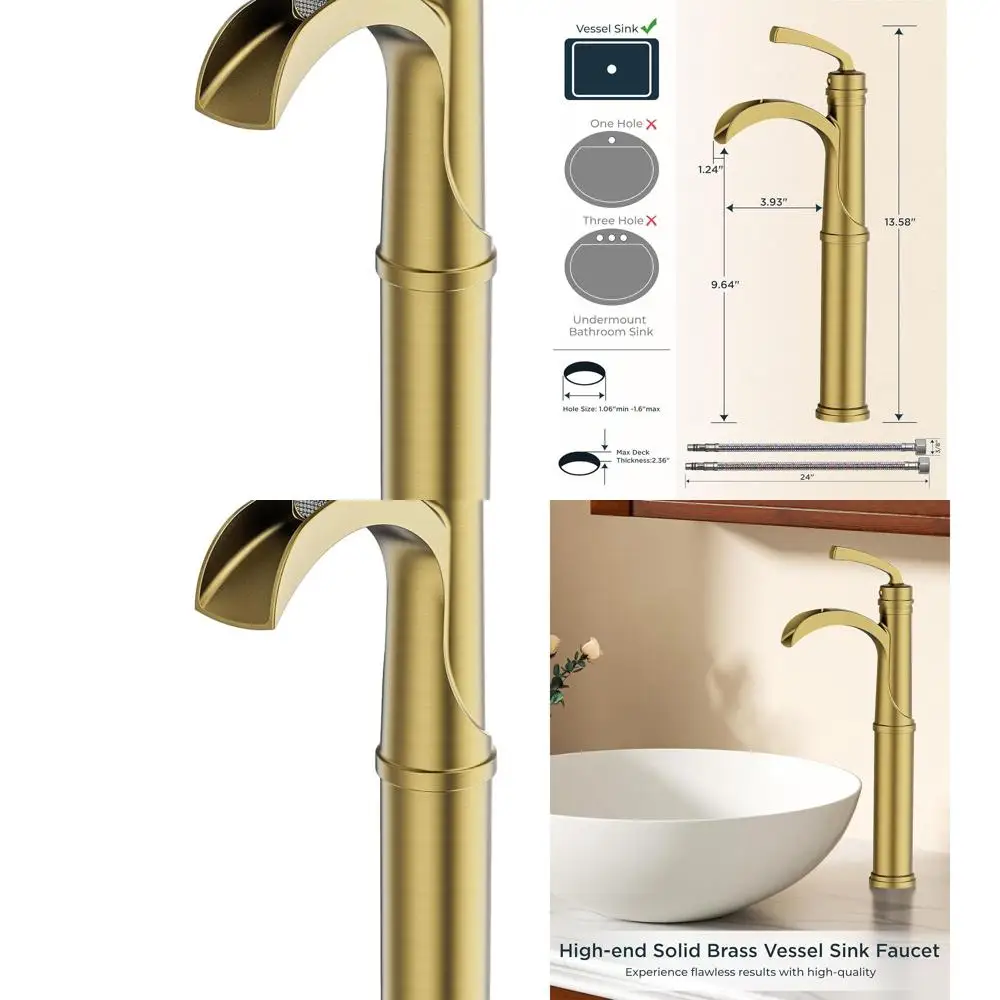 

Смеситель для раковины из матового золота с одной ручкой, выдвижным сливом и линиями подачи