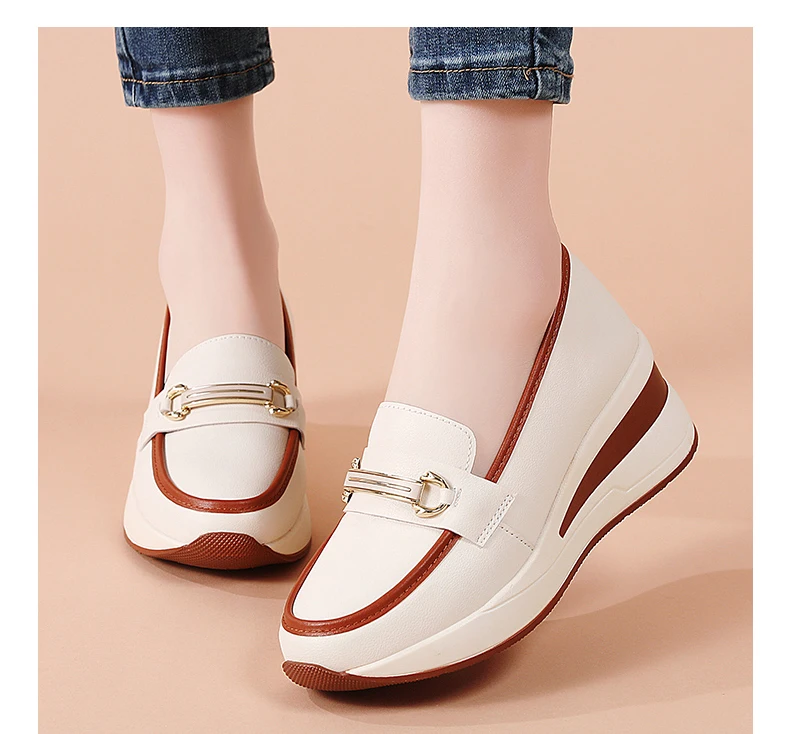Neue Damenschuhe Frühling/Herbst Flache Schuhe aus PU-Leder Mokassins Lässige Slip-On Loafers Damen Plateau Bootsschuhe – Detail 10
