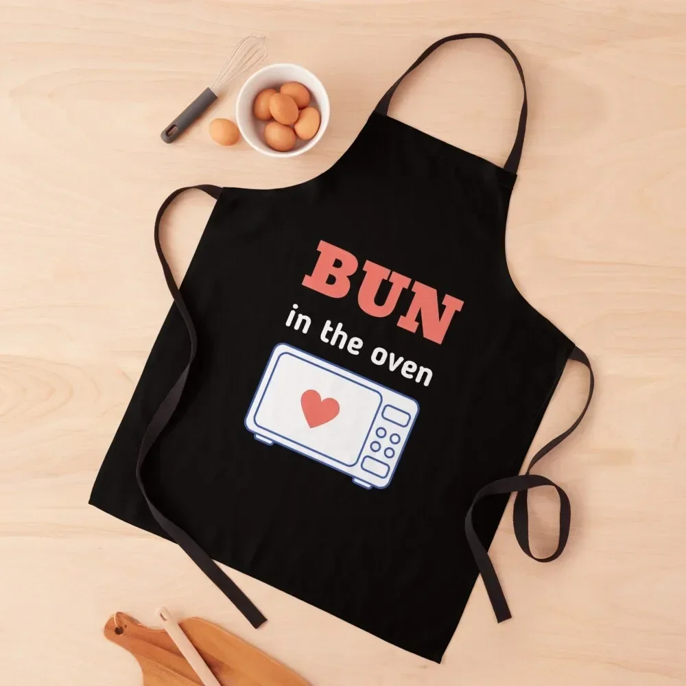 

Bun in the oven microwave pregnancy announcement black Apron for kitchen useful kitchen girl Barista Apron