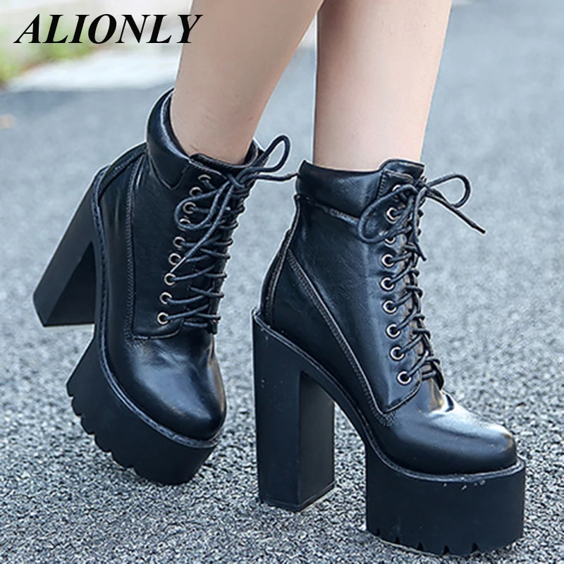 

Alionly 2024 New Boots For Women Platform Brown Black Beige White Ankle Fur Short Chunky Punk Gothic Shoes Chaussure Femme