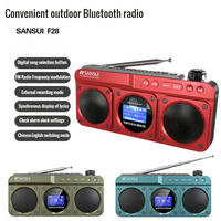 F28 FM Radio HiFi Outdoor Wireless Bluetooth 5.0 Speakers Portable MP3 Walkman Quality LED Monitor Clock Sound Box Music Player