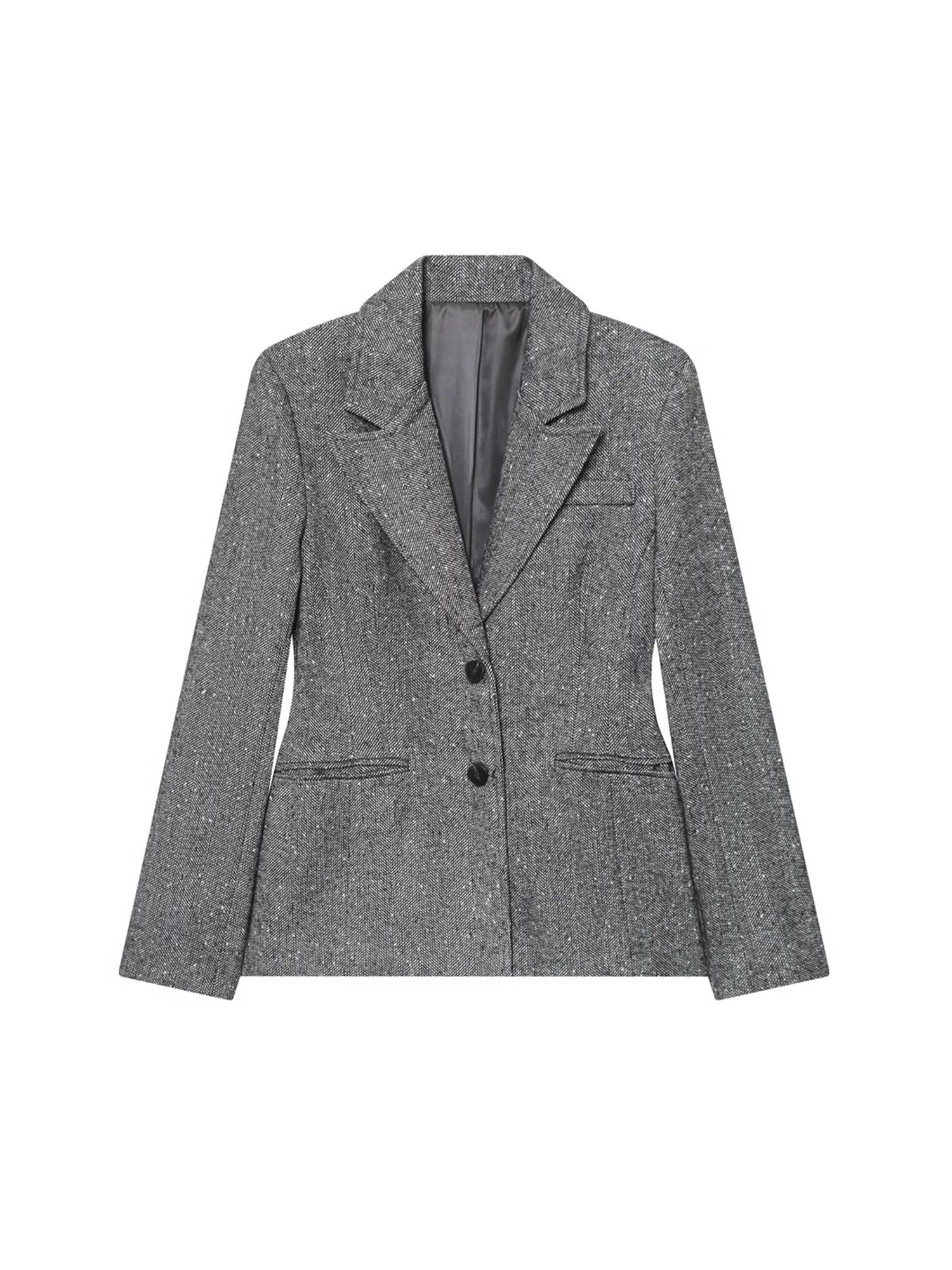 

Women Grey Blazer Jacket Y2k Harajuku 2000s Vintage Office Ladies Long Sleeve Single Breasted Suit Coat Outerwear Autumn Clothes