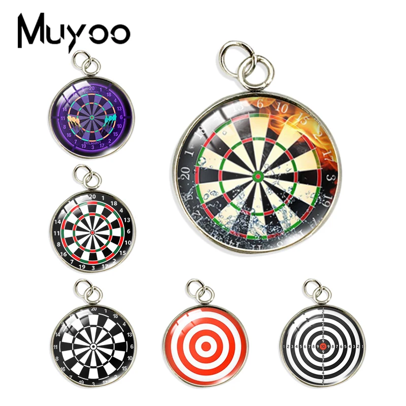 

2023 New Dart Board Charm 14mm 20mm Printed Picture Round Glass Dome Jewelry Making DIY Bracelet Earrings Necklace Accessories