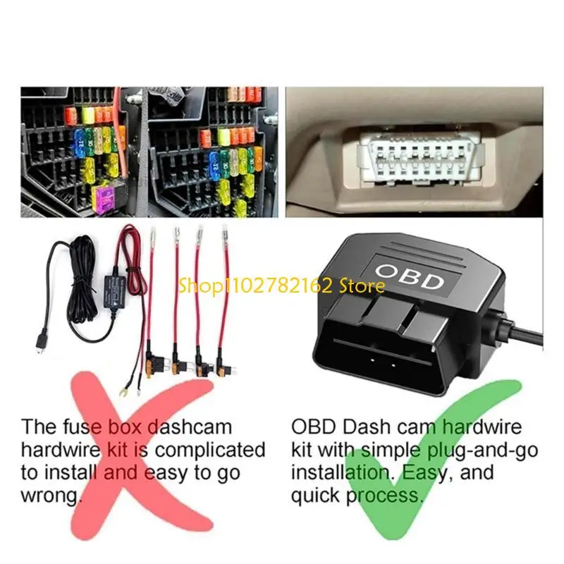 Cable alimentación para cámara tablero OBD eficiencia 547B con conversión 12 V a 24 V y características