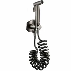 Gunmetal gray Bidet Sprayer Faucet Stainless Steel Toilet Bidet Sprayer brushed Douche Kit Shattaf Copper Valve Jet Set BG99